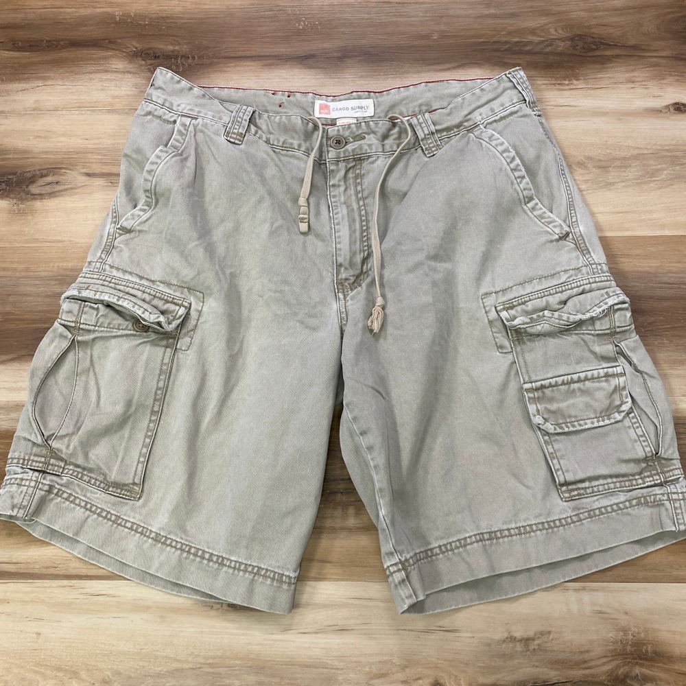 Mossimo Supply Cargo Shorts 34 Mens Vintage Y2K 100% Cotton Relaxed Khaki Tan